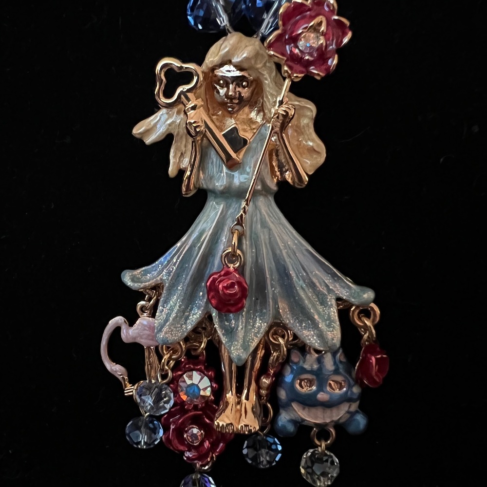 RARE- New Authentic Kirks Folly Alice in Wonderland Pin Brooch and Necklace